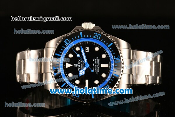 Rolex Sea-Dweller Deepsea Asia 2813 Automatic Steel Case/Strap with Black Dial and Blue Diver Index - Click Image to Close